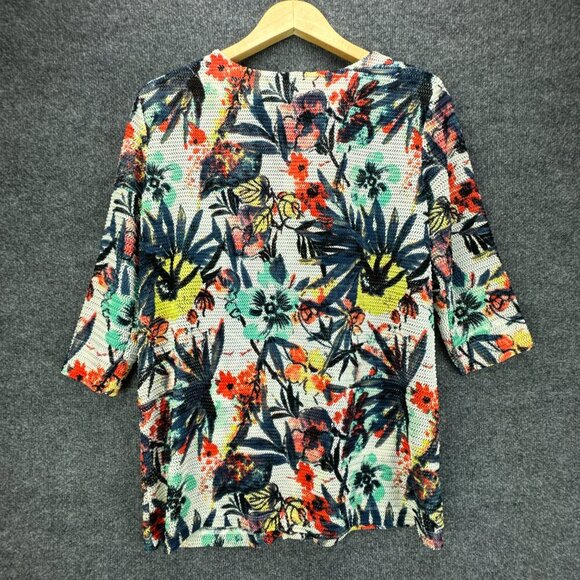 Ali Miles Cardigan Womens Petite Small Breathable Button Up Pockets Tropical - Picture 5 of 16